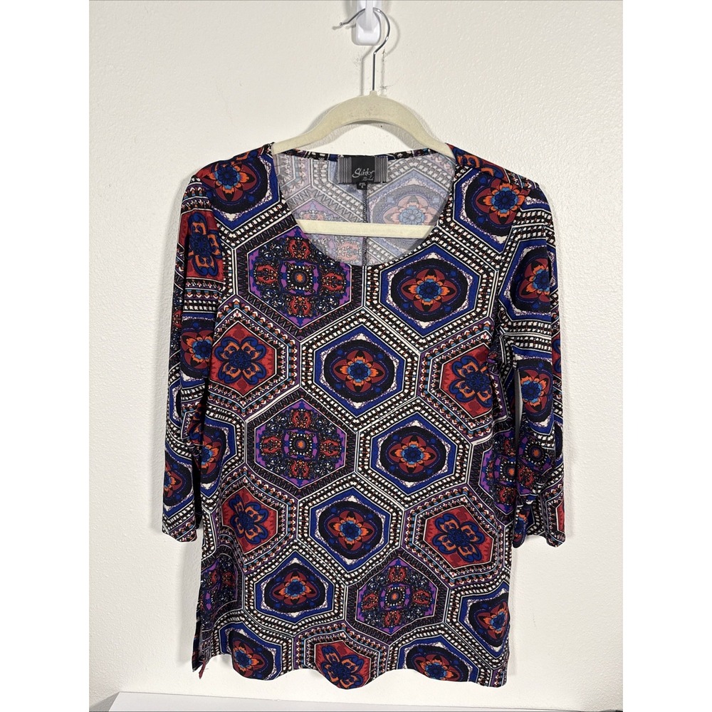 Slinky Brand Tunic Pullover Top‎ Women's S 3/4 Sleeves X1